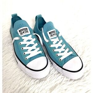 Converse All Star Kids Sneakers Size 4 Aqua White Unisex Pull On Lace Shoes